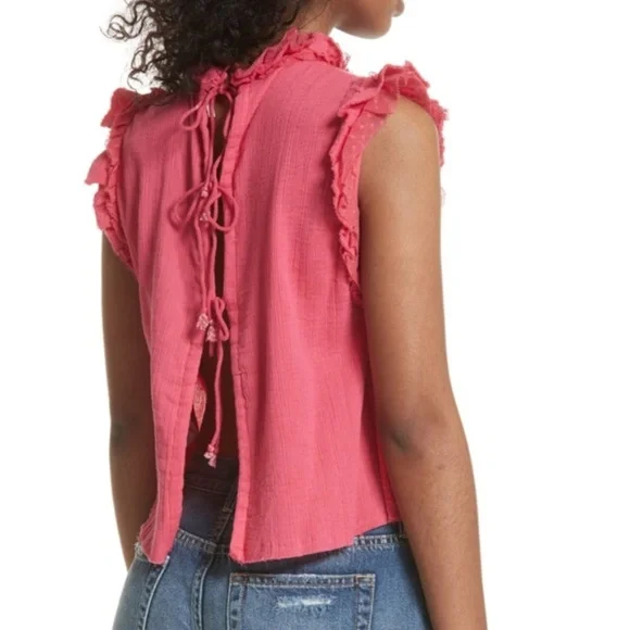 Free People Simply Smiles Crochet Top (Red) NWT - Picture 4 of 6